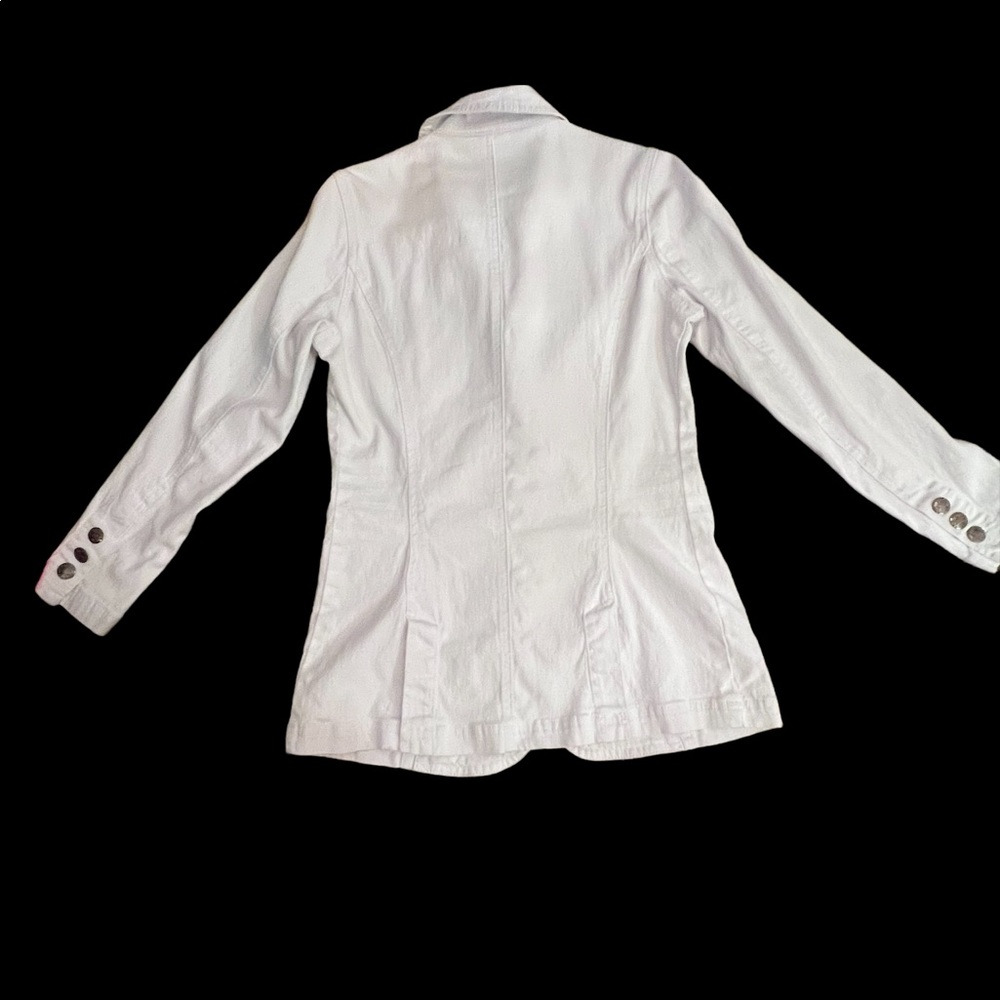 DG2 WHITE VINTAGE SPRING/SUMMER DENIM WITH STRETCH EMBELLISHED BLAZER - Picture 10 of 13